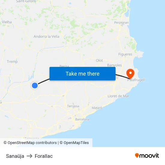 Sanaüja to Forallac map