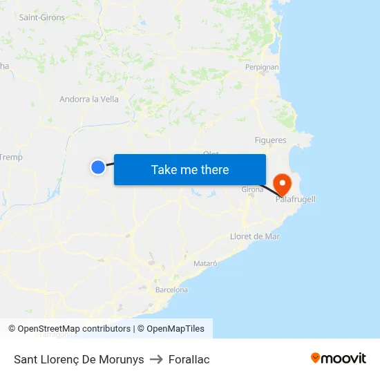 Sant Llorenç De Morunys to Forallac map