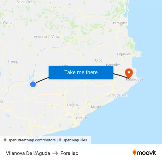 Vilanova De L'Aguda to Forallac map