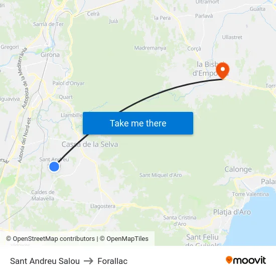 Sant Andreu Salou to Forallac map