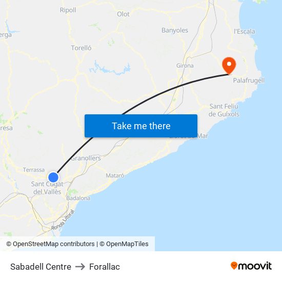 Sabadell Centre to Forallac map