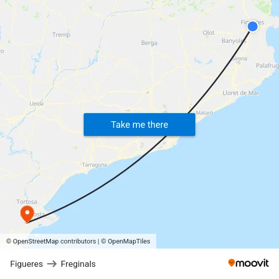 Figueres to Freginals map