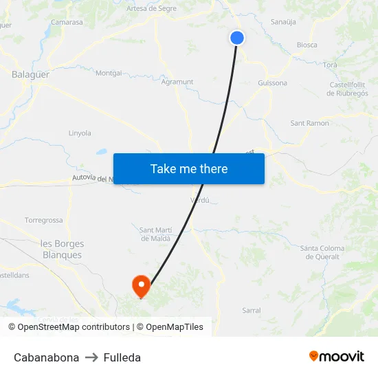 Cabanabona to Fulleda map