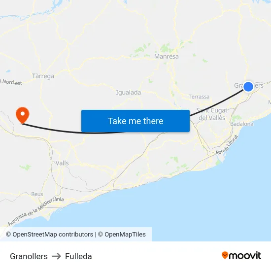 Granollers to Fulleda map