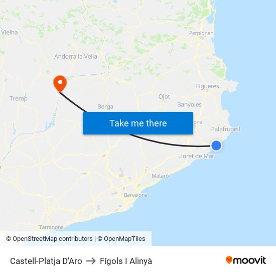 Castell-Platja D'Aro to Fígols I Alinyà map