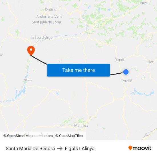Santa Maria De Besora to Fígols I Alinyà map