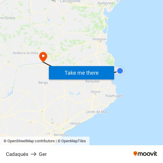 Cadaqués to Ger map