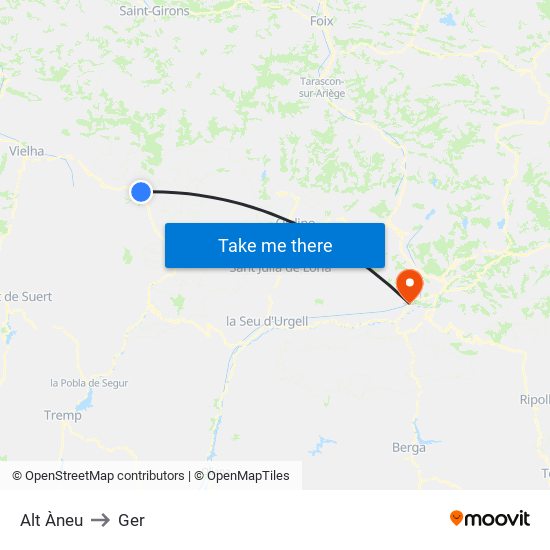 Alt Àneu to Ger map