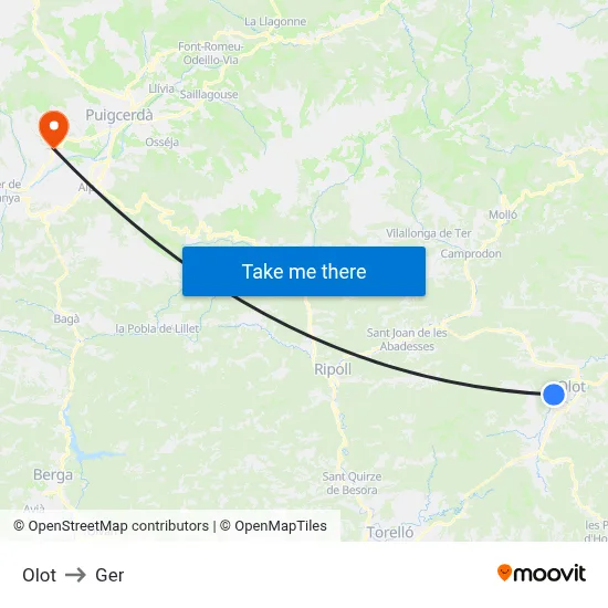 Olot to Ger map