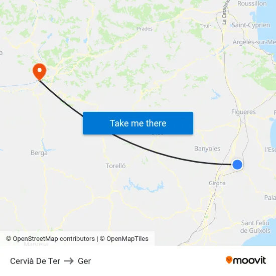 Cervià De Ter to Ger map