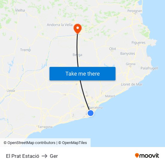 El Prat Estació to Ger map