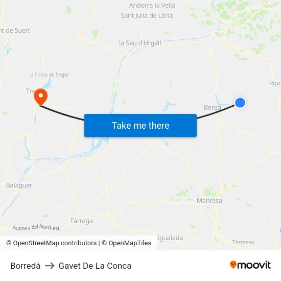 Borredà to Gavet De La Conca map