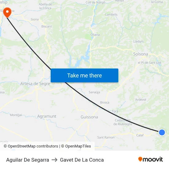 Aguilar De Segarra to Gavet De La Conca map
