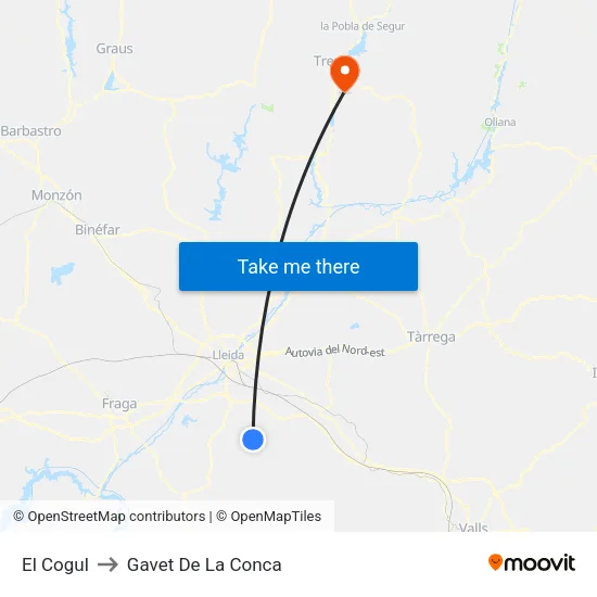 El Cogul to Gavet De La Conca map