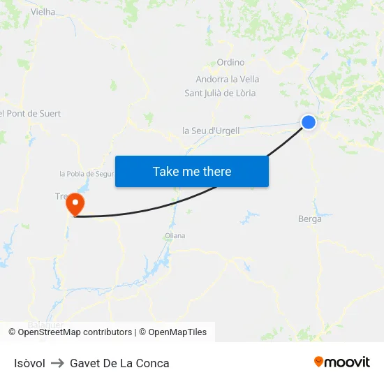 Isòvol to Gavet De La Conca map