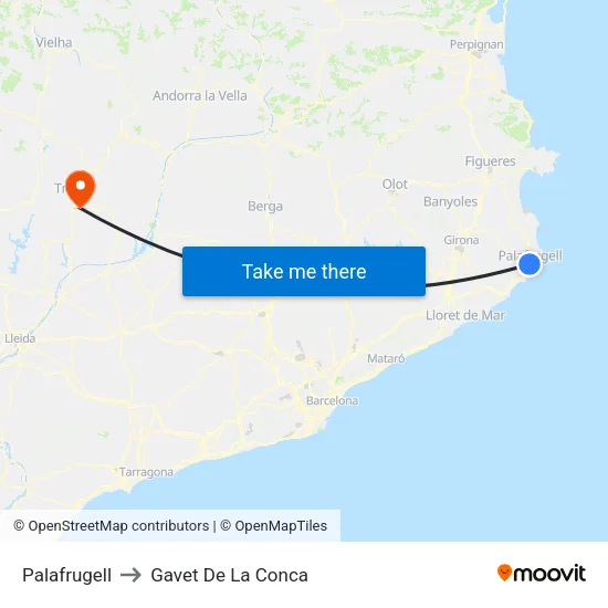 Palafrugell to Gavet De La Conca map