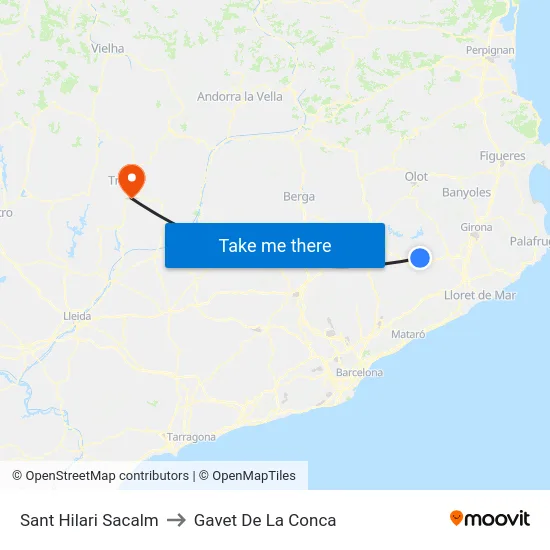 Sant Hilari Sacalm to Gavet De La Conca map