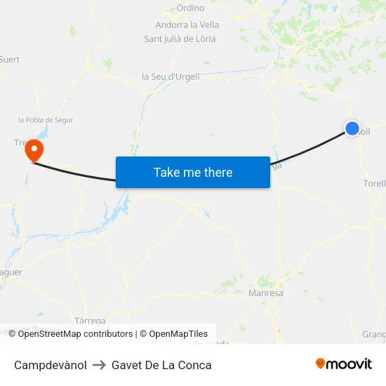 Campdevànol to Gavet De La Conca map