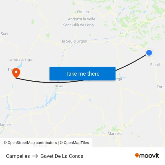 Campelles to Gavet De La Conca map
