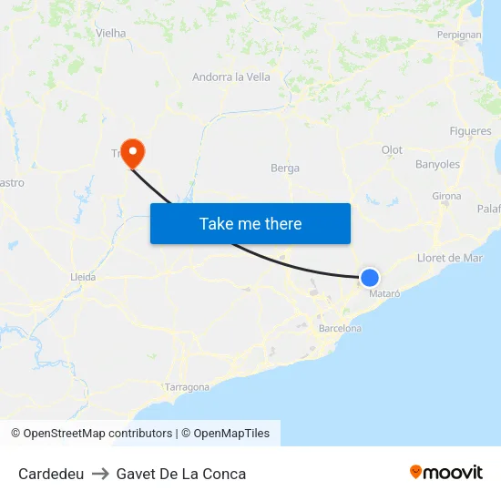 Cardedeu to Gavet De La Conca map