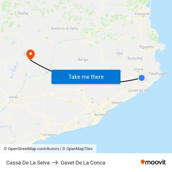 Cassà De La Selva to Gavet De La Conca map
