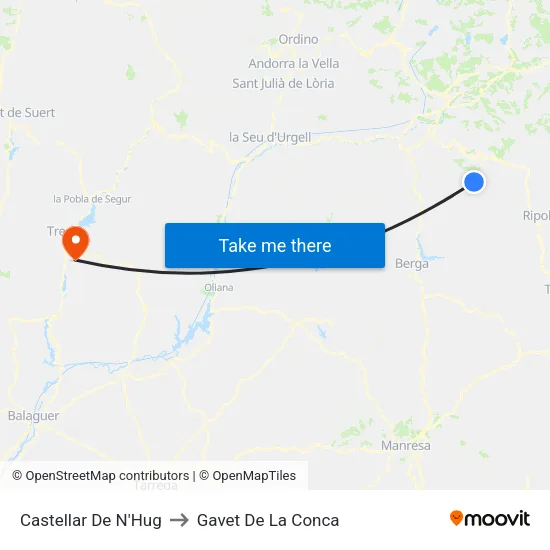 Castellar De N'Hug to Gavet De La Conca map