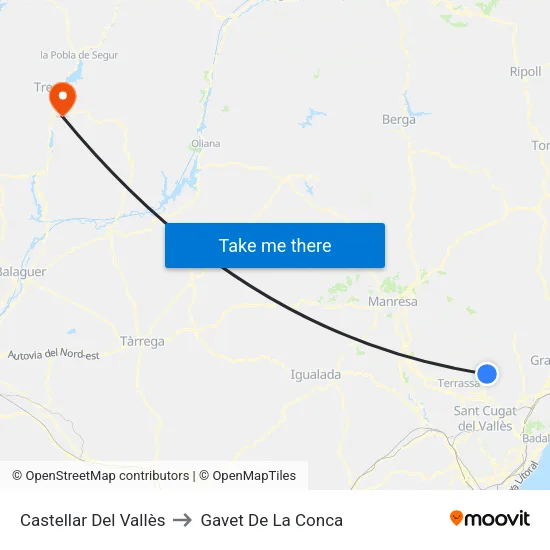 Castellar Del Vallès to Gavet De La Conca map