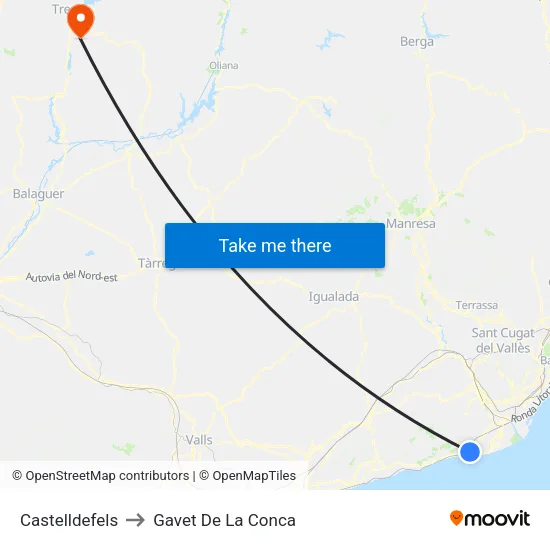 Castelldefels to Gavet De La Conca map
