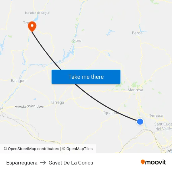 Esparreguera to Gavet De La Conca map