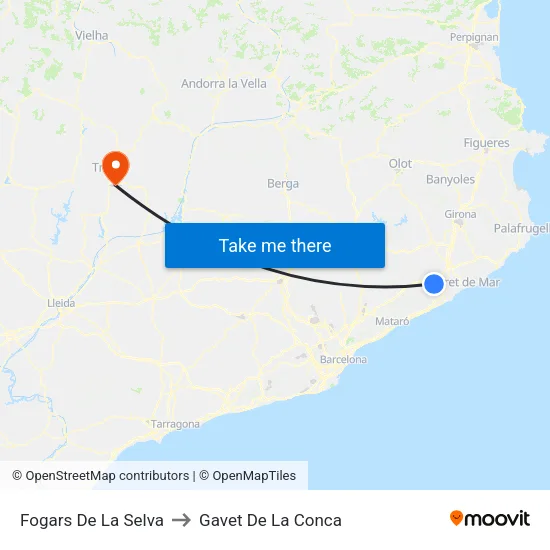 Fogars De La Selva to Gavet De La Conca map