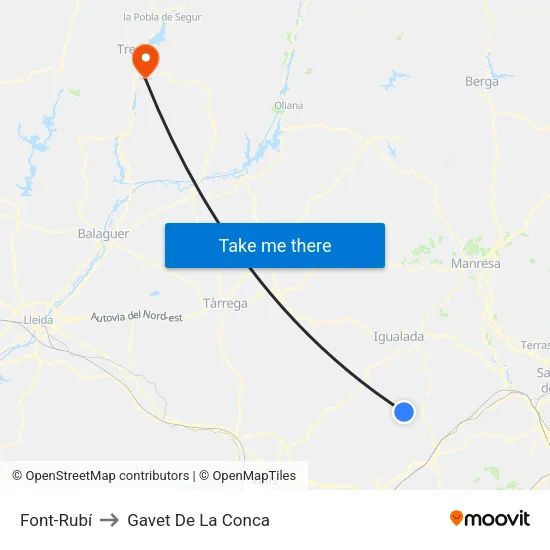 Font-Rubí to Gavet De La Conca map