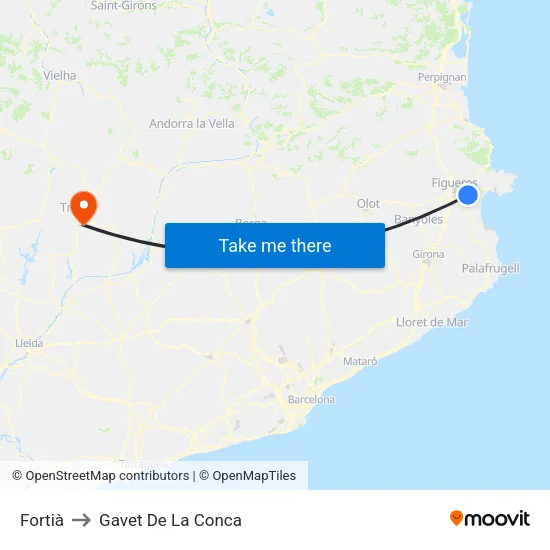 Fortià to Gavet De La Conca map