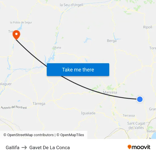 Gallifa to Gavet De La Conca map