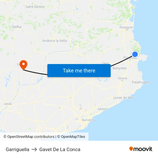 Garriguella to Gavet De La Conca map