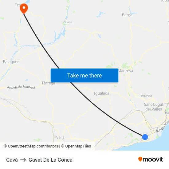 Gavà to Gavet De La Conca map