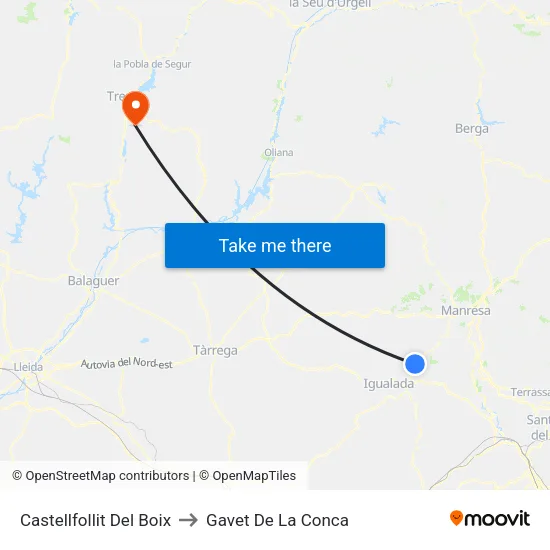 Castellfollit Del Boix to Gavet De La Conca map