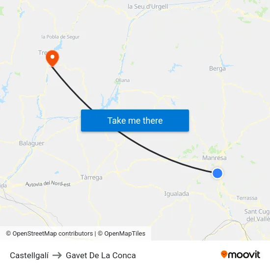 Castellgalí to Gavet De La Conca map