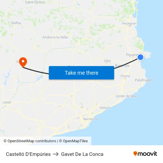 Castelló D'Empúries to Gavet De La Conca map
