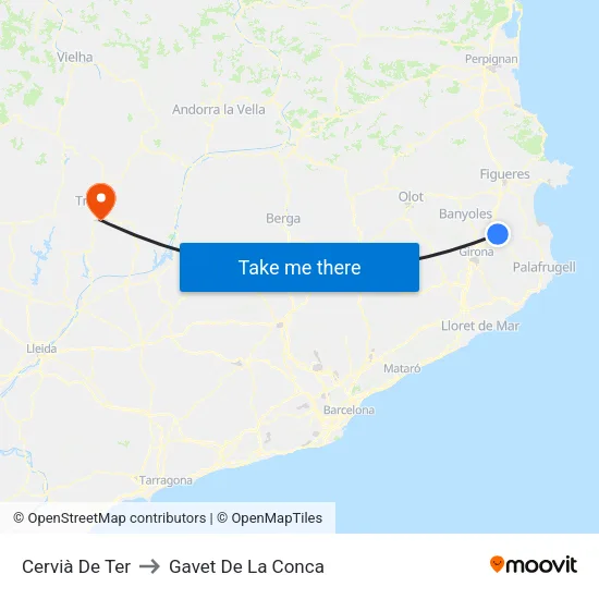 Cervià De Ter to Gavet De La Conca map