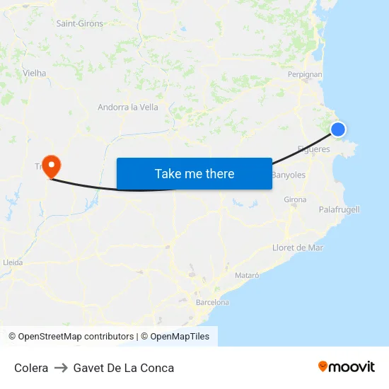 Colera to Gavet De La Conca map