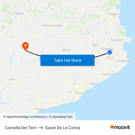 Cornellà Del Terri to Gavet De La Conca map