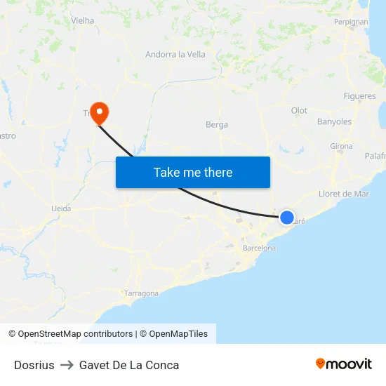 Dosrius to Gavet De La Conca map