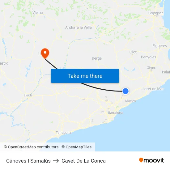 Cànoves I Samalús to Gavet De La Conca map