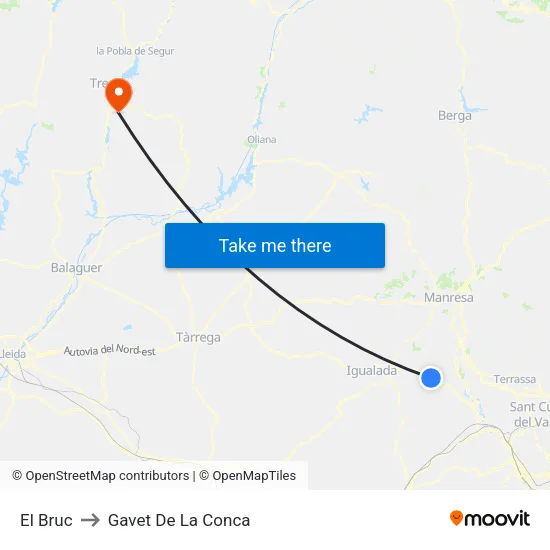 El Bruc to Gavet De La Conca map