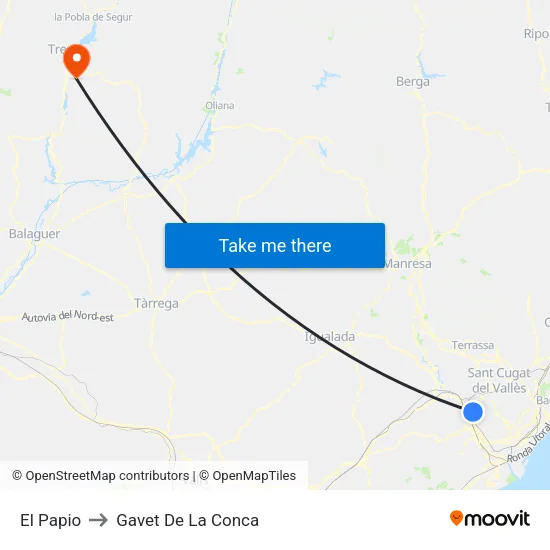 El Papio to Gavet De La Conca map