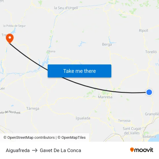 Aiguafreda to Gavet De La Conca map