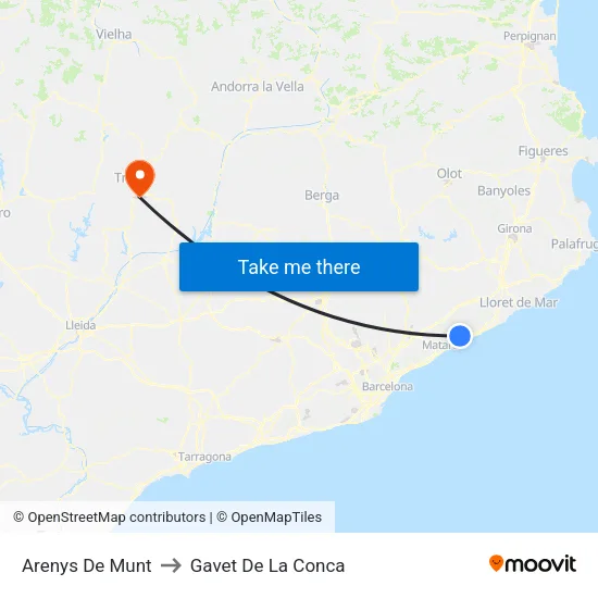 Arenys De Munt to Gavet De La Conca map