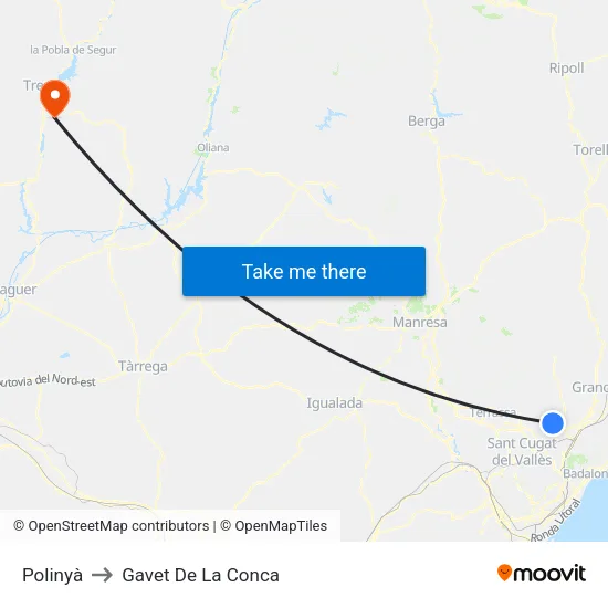 Polinyà to Gavet De La Conca map
