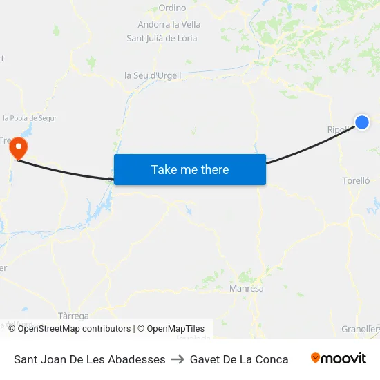 Sant Joan De Les Abadesses to Gavet De La Conca map