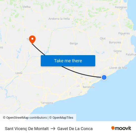Sant Vicenç De Montalt to Gavet De La Conca map